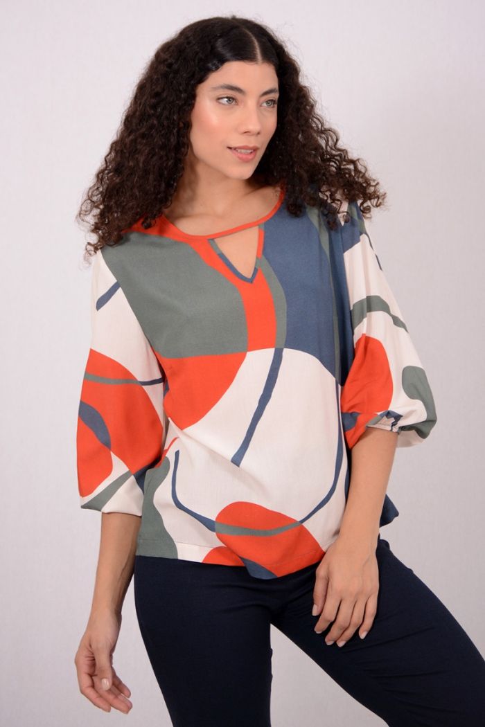 BLUSA VISCOSE ESTAMPA NANTES MANGA 7/8