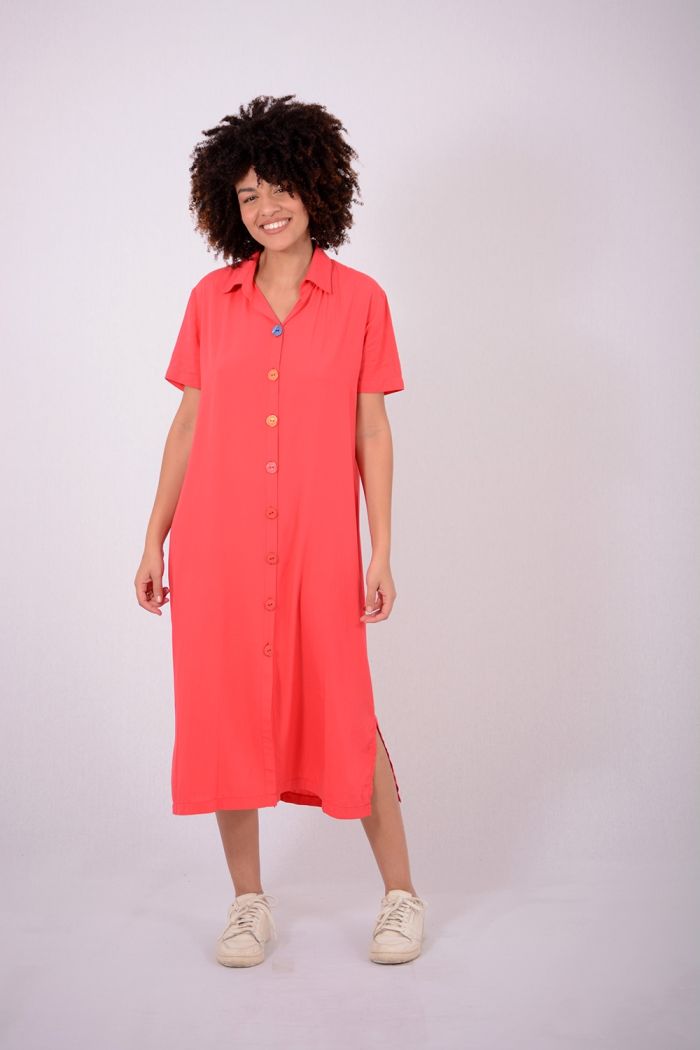 VESTIDO CHEMISE DETALHE BOTOES COLOR