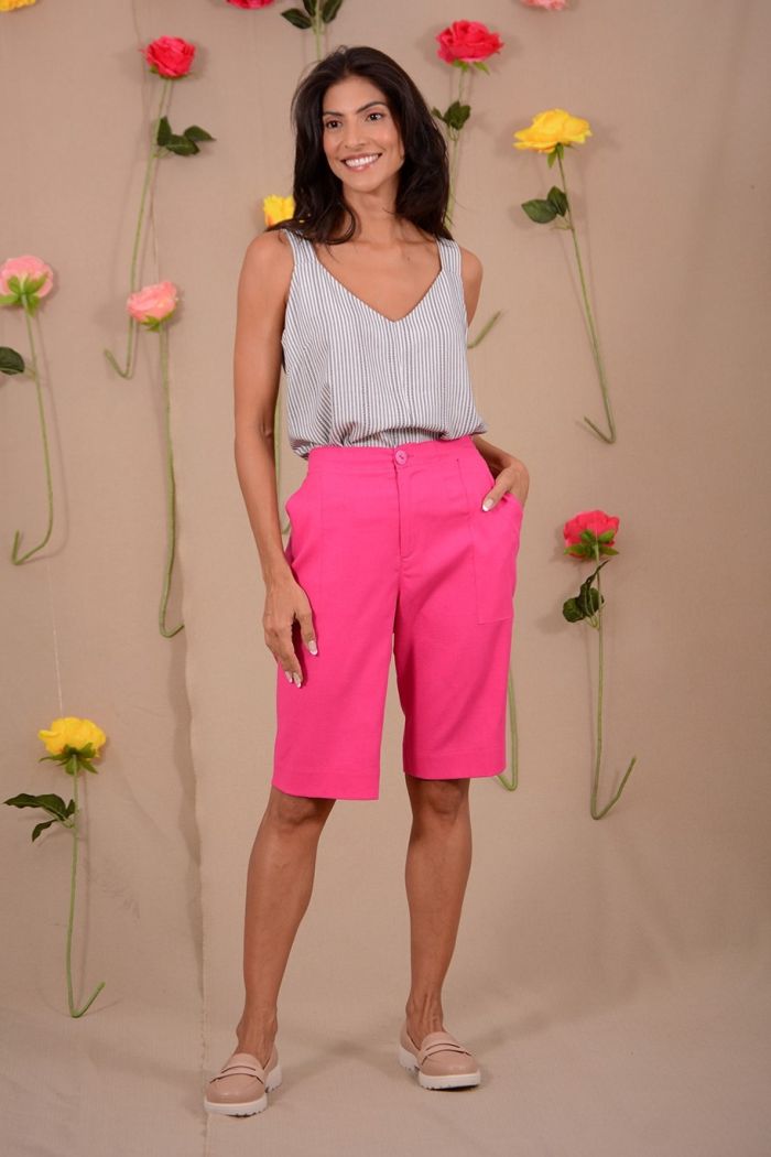 BERMUDA LINHO BOLSO APARENTE