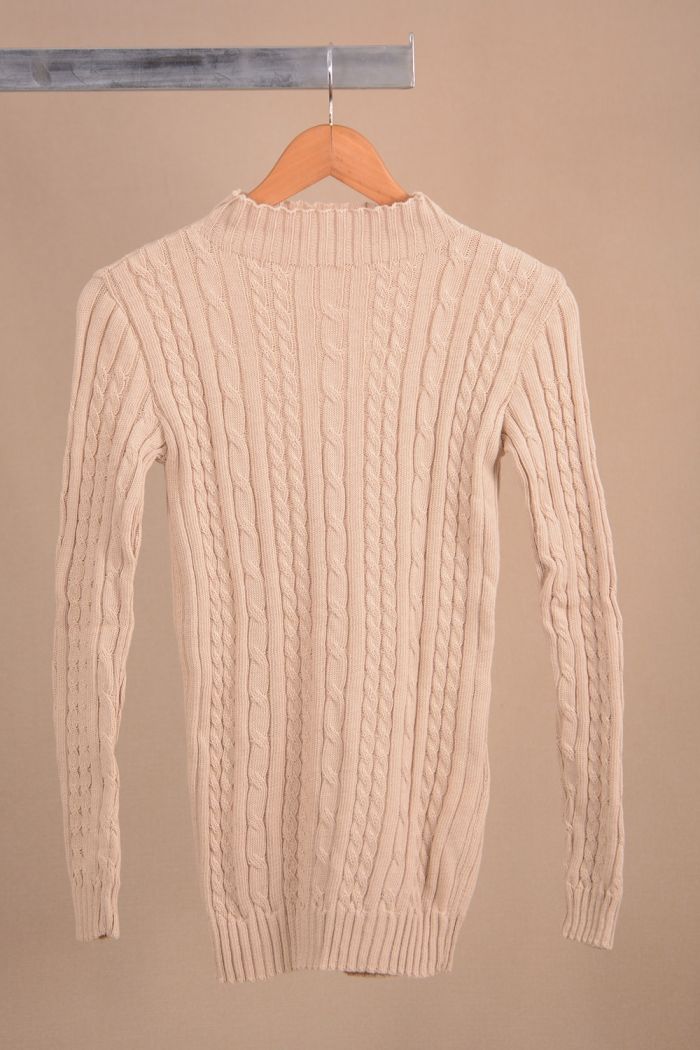 BLUSA TRICOT TRANÇA GOLA ALTA