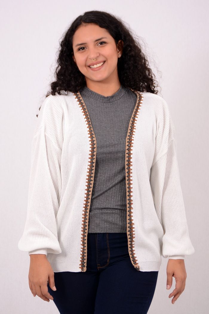 CASACO TRICOT DETALHE CROCHET