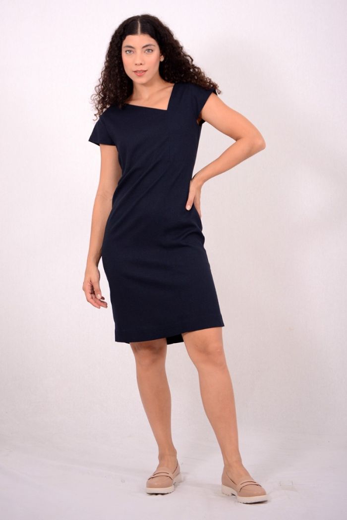 VESTIDO VISCOLINHO DECOTE ASSIMETRICO