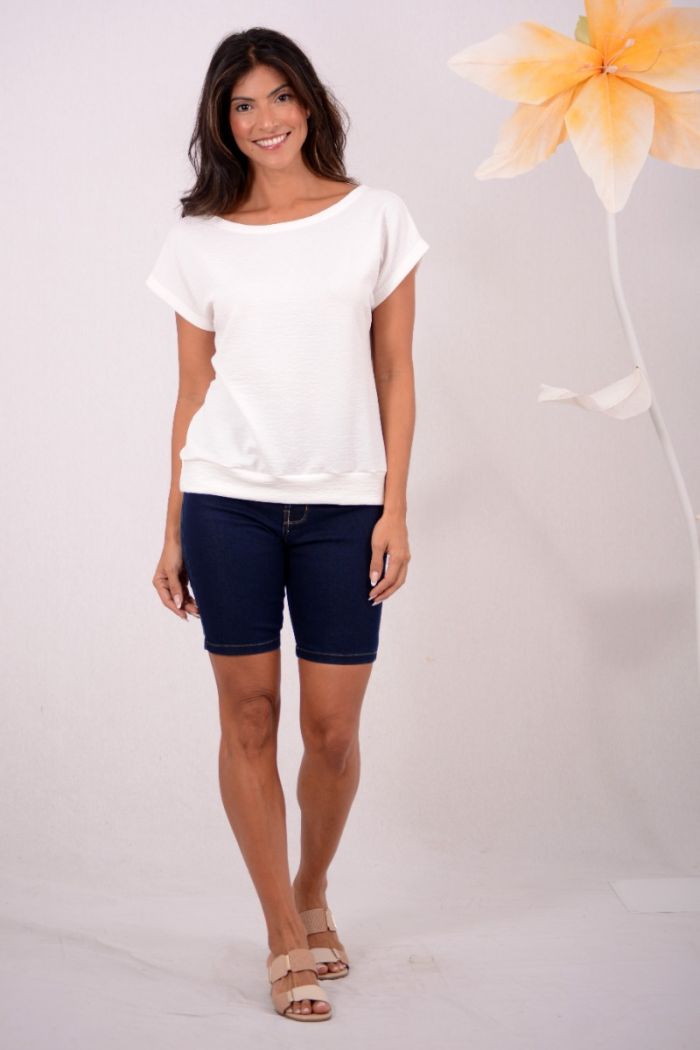 BERMUDA CICLISTA JEANS PESPONTO DUPLO