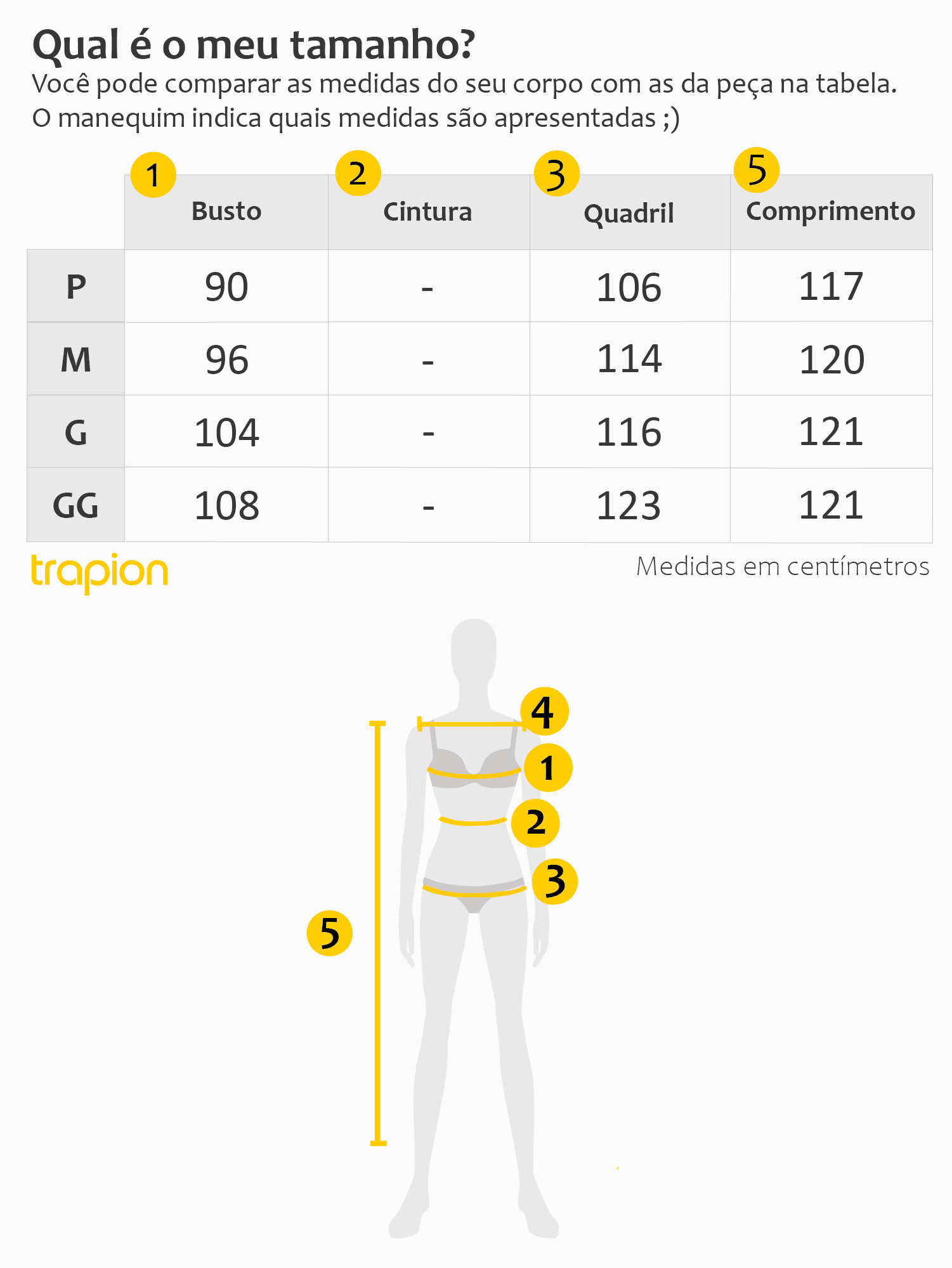 Tabela de Medidas - Vestido Trapion