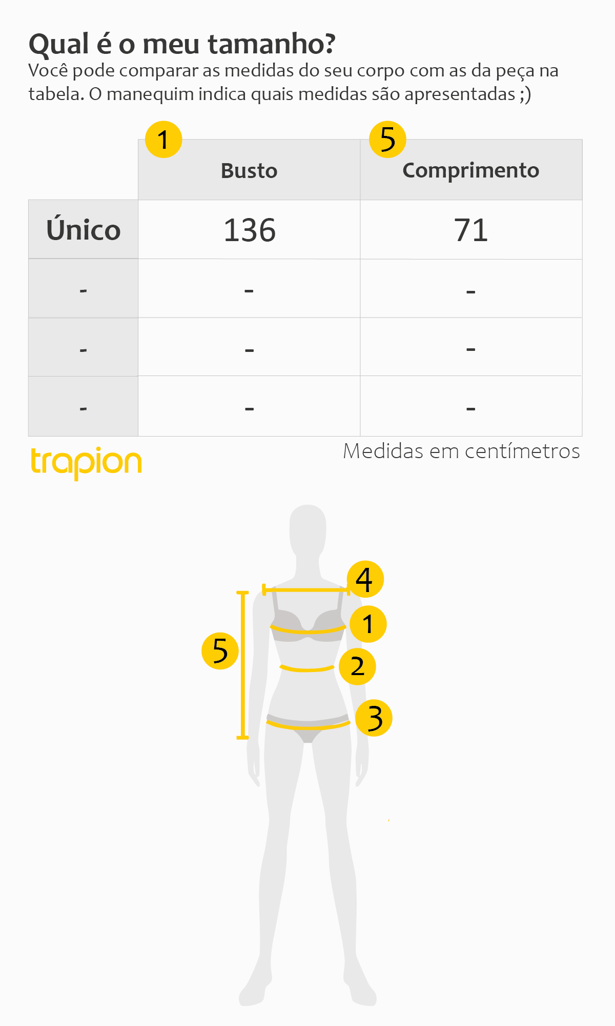 Tabela de Medidas - Kimono Trapion