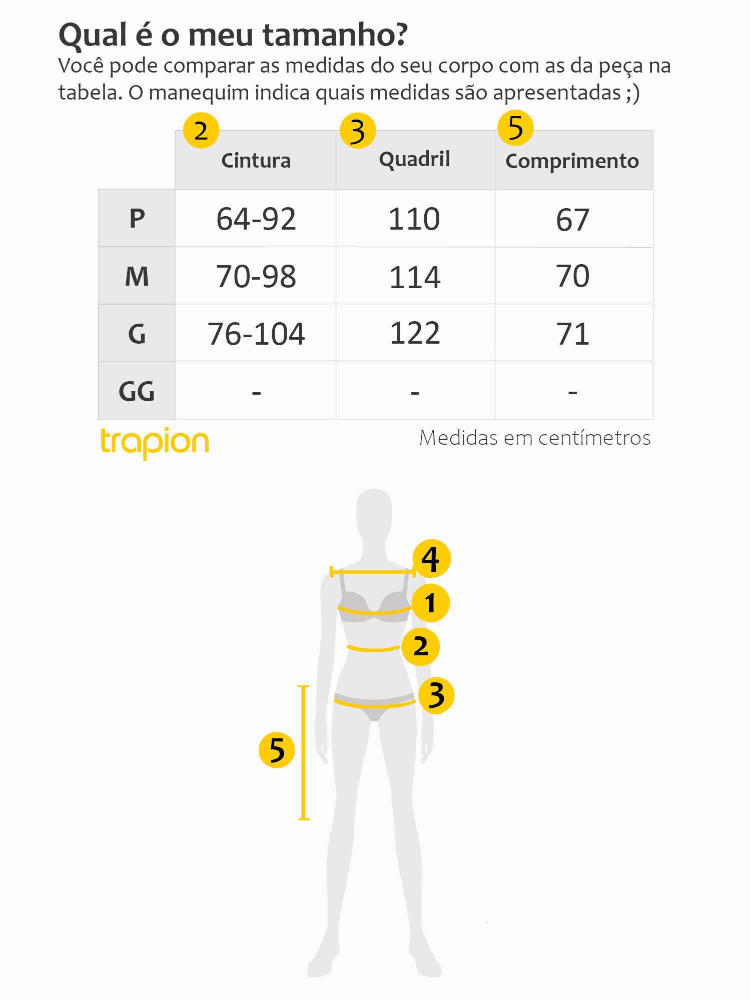 Tabela de Medidas - Saia Trapion