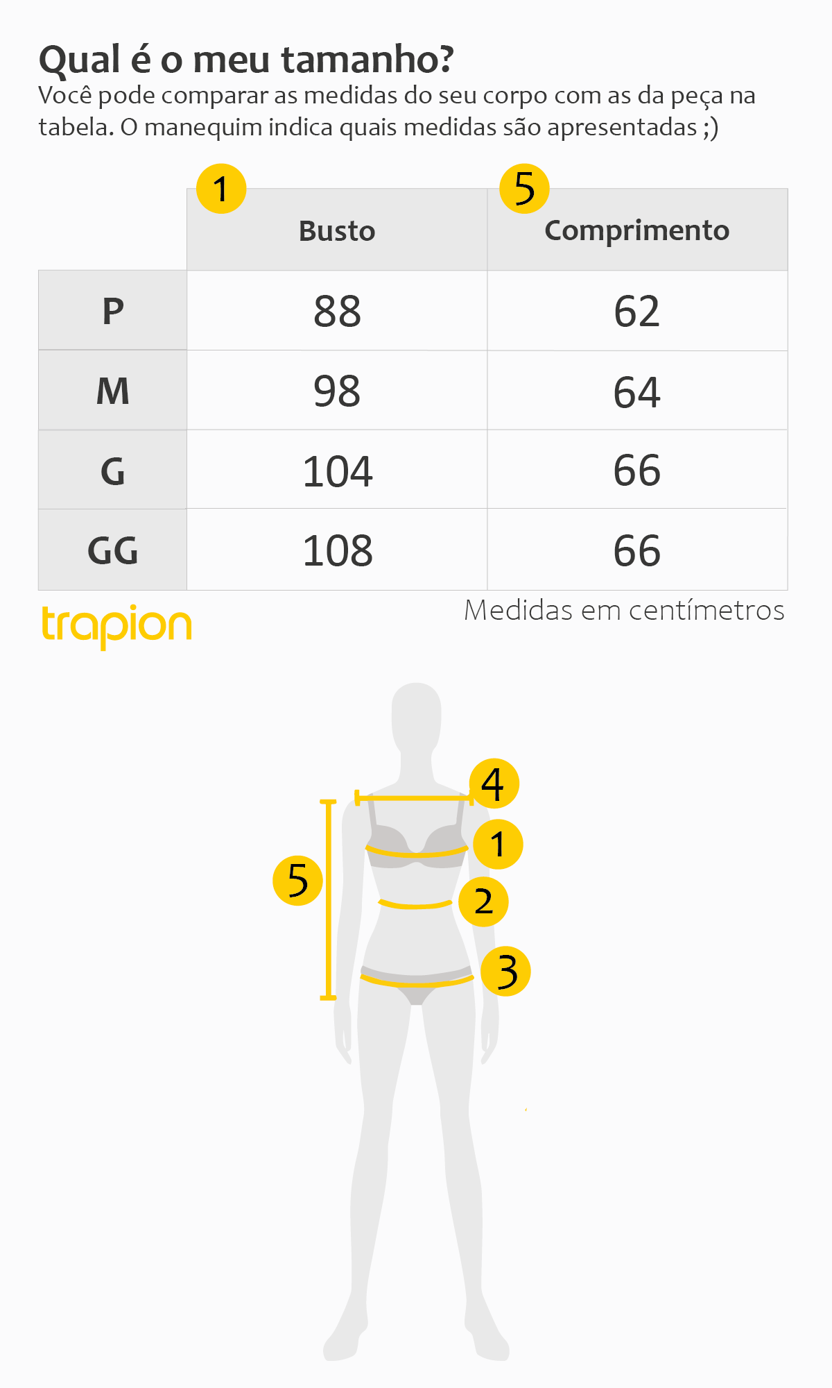 Tabela de Medidas - Blazer Trapion