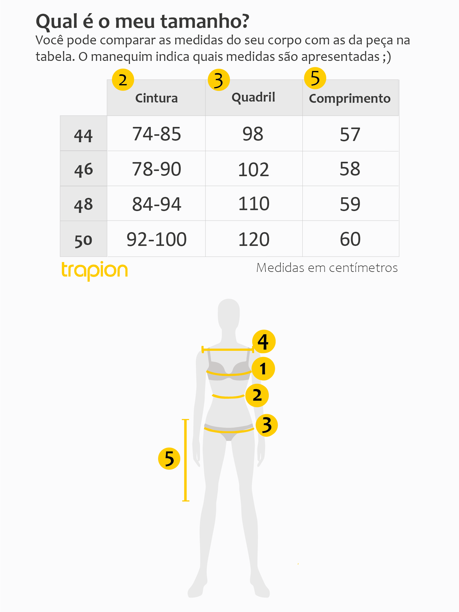 Tabela de Medidas Trapion